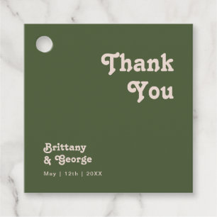 Simple Retro Vibes   Olive Green Thank You Favour Tags