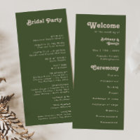 Simple Retro Vibes | Olive Green Wedding Program
