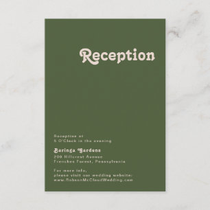 Simple Retro Vibes Olive Green Wedding Reception Enclosure Card