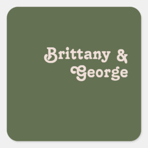 Simple Retro Vibes   Olive Wedding Envelope Seals