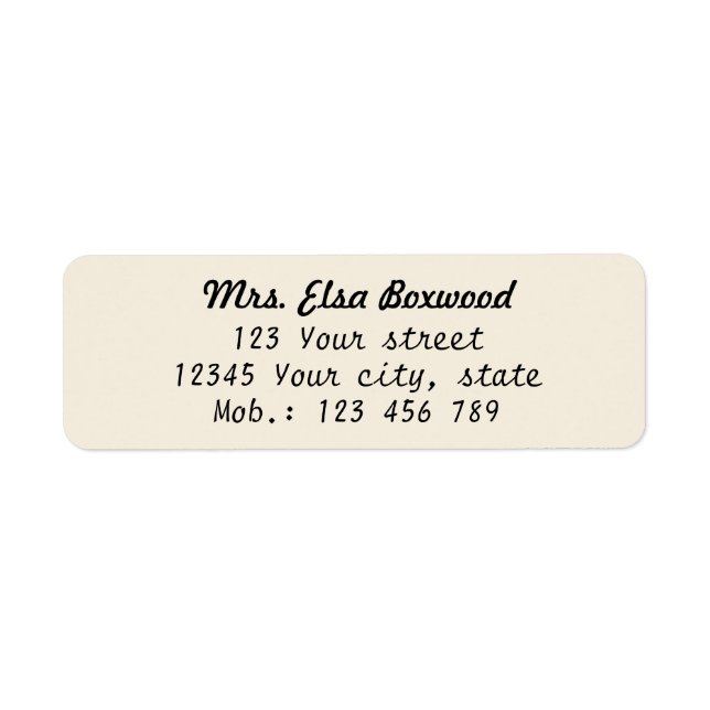 Simple Return Address (Front)