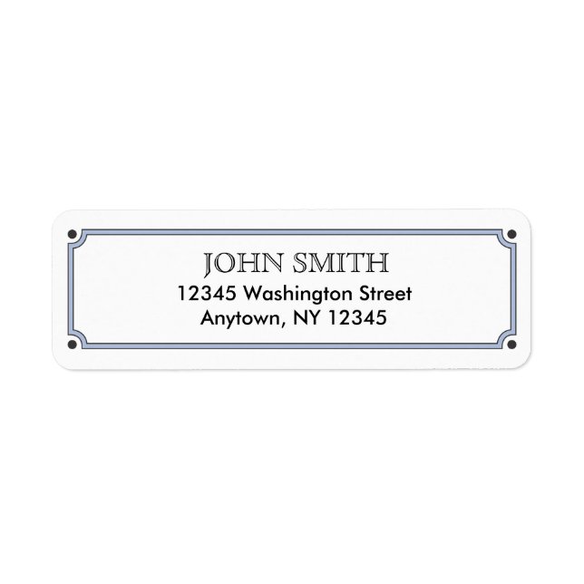 Simple Return Address Label with Blue Border (Front)