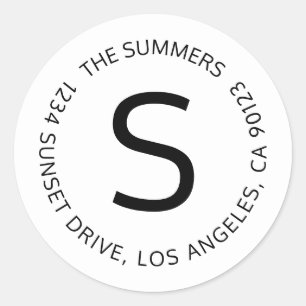 Simple Return Address or Circular Text Message Classic Round Sticker