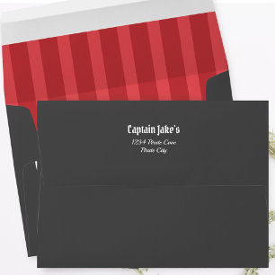 Simple Return address Red and Black Pirate Envelope