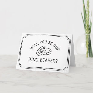 Simple Ring Bearer Proposal Modern.Black and White Card
