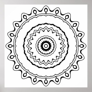 Simple Ring Mandala Colouring Page for Relaxation Poster