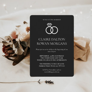 Simple Rings Black Wedding Invitation