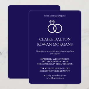 Simple Rings Blue Wedding Invitation 