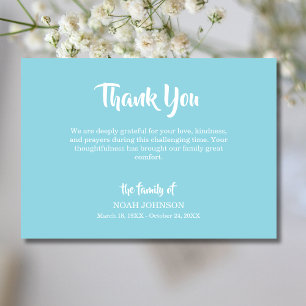 Simple Robin egg blue Traditional Funeral Sympathy Thank You Card