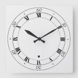 Simple Roman Numeral Square Wall Clock