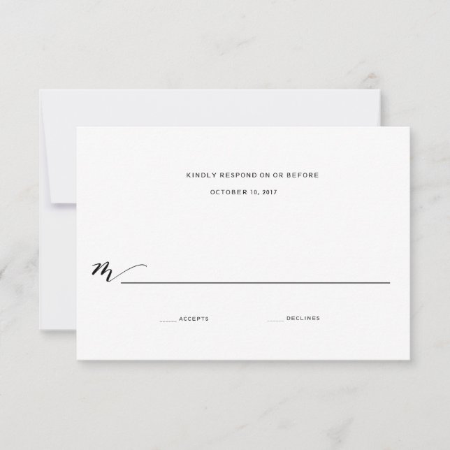 Simple Romance Calligraphy Mariage Réponse (Devant)