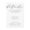 Simple Romance Calligraphy Wedding Details Card