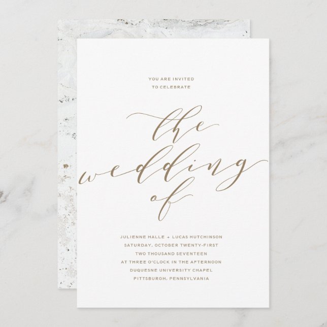 Simple Romance Calligraphy Wedding Invitation (Front/Back)