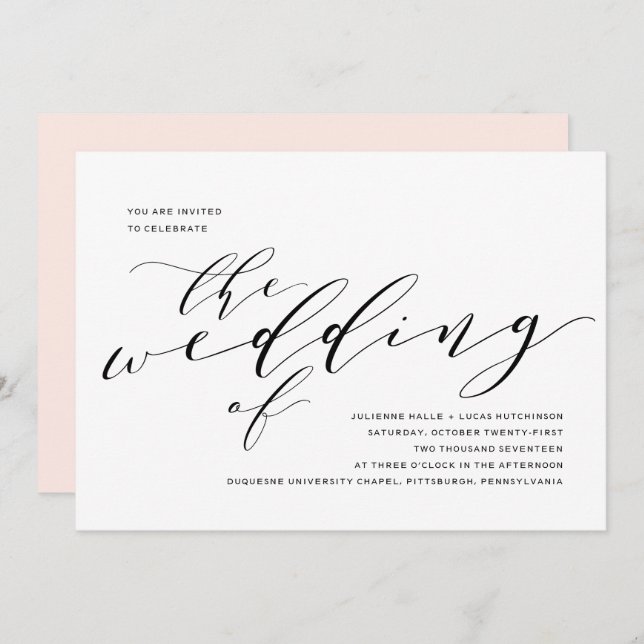 Simple Romance Calligraphy Wedding Invitation (Front/Back)