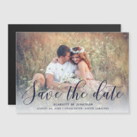 Simple Romance Elegant Photo Save the Date | Navy