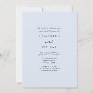 Simple Romantic Blue Green Wedding Invitation