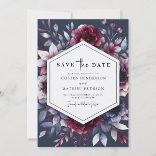 Simple Romantic Burgundy Wedding Save The Date