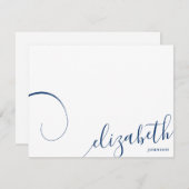 Simple Romantic Calligraphy Navy Blue Note Card (Front/Back)