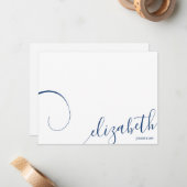 Simple Romantic Calligraphy Navy Blue Note Card (Front/Back In Situ)
