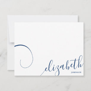 Simple Romantic Calligraphy Navy Blue Note Card