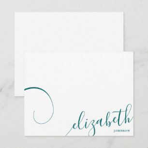 Simple Romantic Calligraphy Teal Green Card