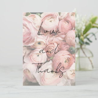 Simple Romantic Flower Calligraphy Script Wedding Thank You Card