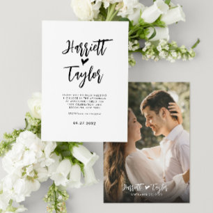 Simple Romantic Lovely Heart Script Photo Wedding Invitation