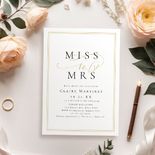 Simple romantic Miss to Mrs script bridal shower Invitation