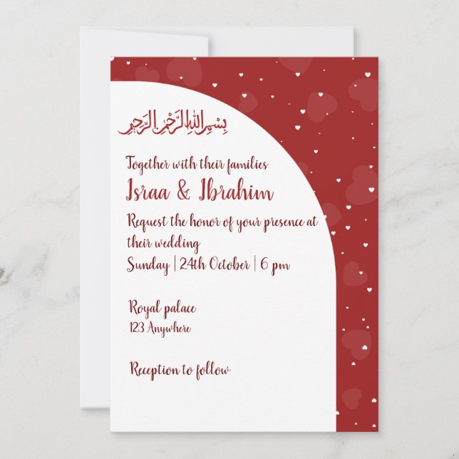 Simple Romantic Red Heart Wedding Invitation (Front)