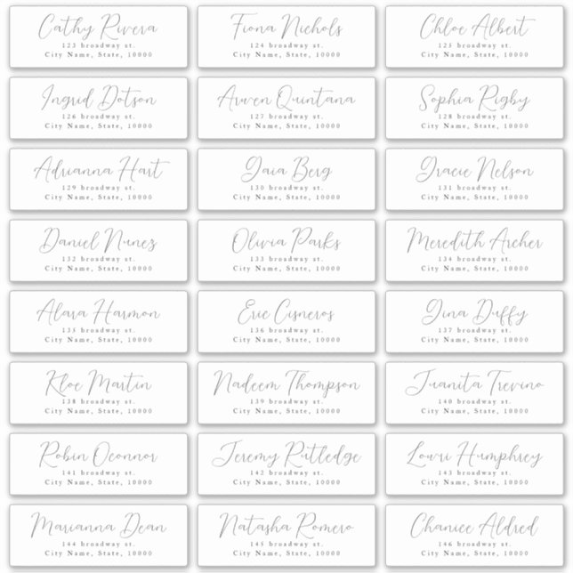 Simple romantic script wedding guest address label (Front)