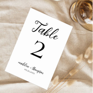 Simple Romantic Script Wedding Table Number
