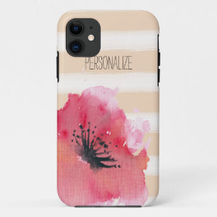 Simple Romantic Stripes Floral iPhone 11 Case