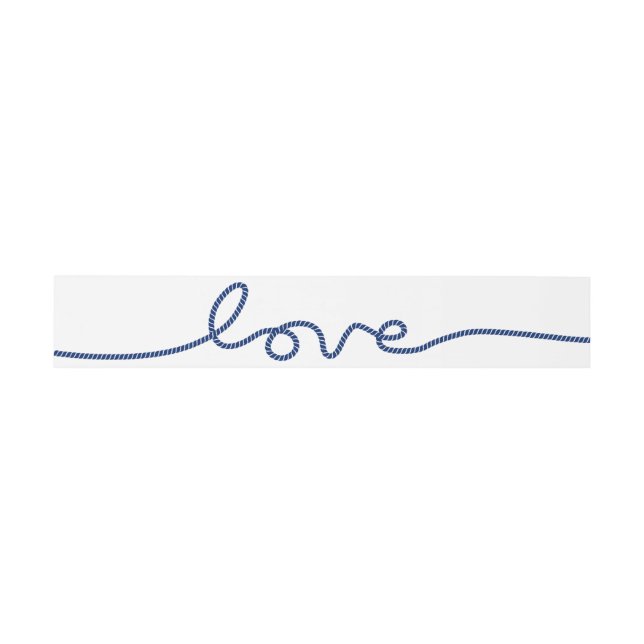 Simple Rope Script Love Nautical Wedding Invitation Belly Band (Flat)