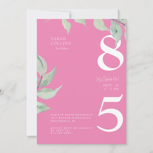 Simple rose 85e anniversaire Invitation de fête (Devant)
