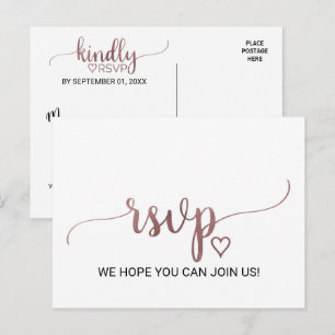 Simple Rose Calligraphy Song Request RSVP Postcard