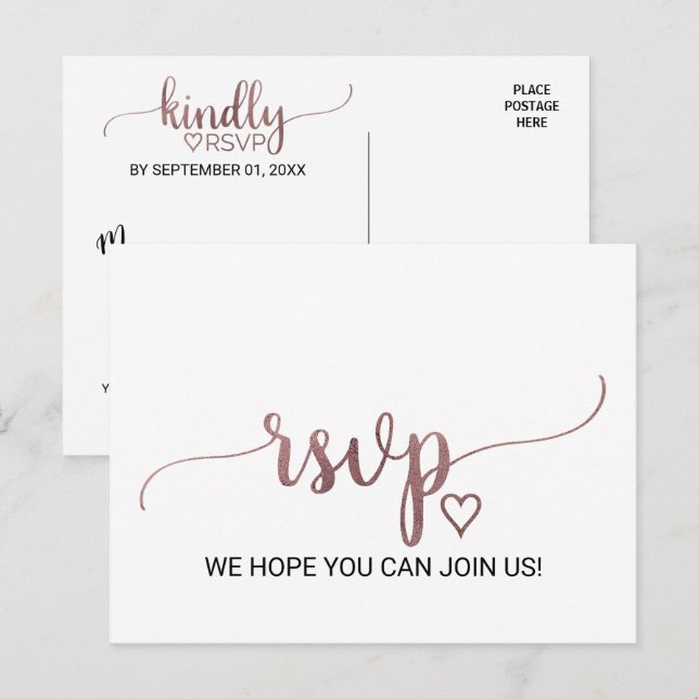Simple Rose Calligraphy Song Request RSVP Postcard (Front/Back)