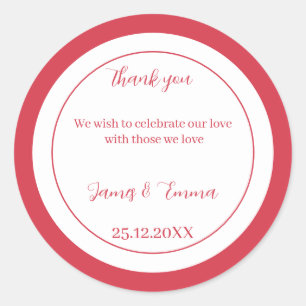 Simple Rose Customized Wedding Classic Round Sticker
