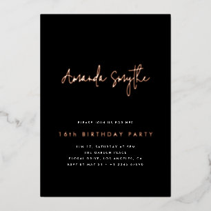 Simple Rose Gold and Black 16th Birthday Party