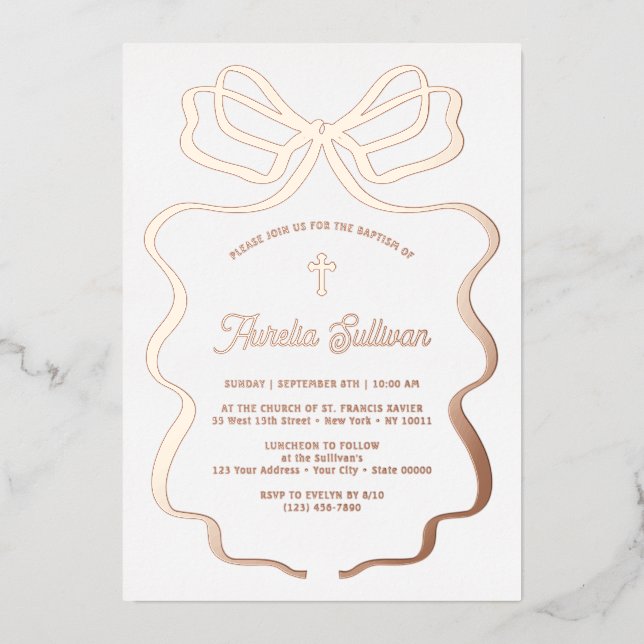 Simple Rose Gold Bow Baptism (Front)