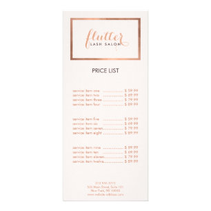 Simple Rose Gold Lash Salon Logo Pink Rack Card