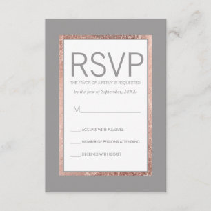 Simple Rose Gold Lined Slate Grey RSVP Cards