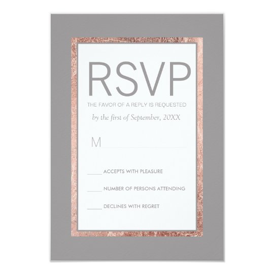 Simple Rose Gold Lined Slate Grey RSVP Cards
