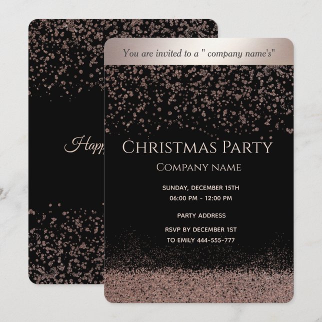 Simple rose gold  luxury corporate Christmas party Invitation (Front/Back)