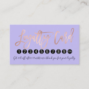 Simple Rose Gold Modern Typography Lavender Loyalty Card