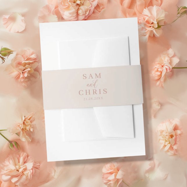 Simple Rose Gold Monogram Wedding Invitation Belly Band (Creator Uploaded)