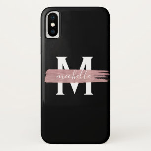 Simple Rose Gold Paint Classy Monogram Black Case-Mate iPhone Case