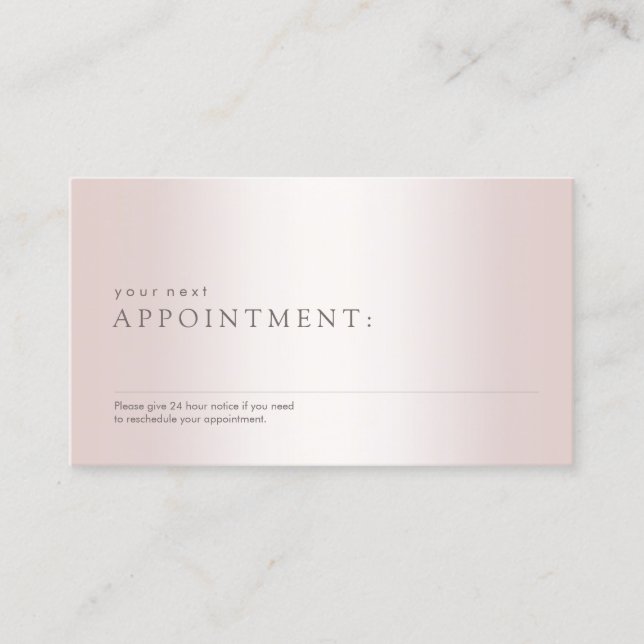 Simple Rose Gold  Salon Spa Appointment Reminder (Front)