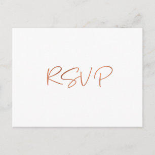 Simple Rose Gold Script Meal Choice Reception RSVP Postcard