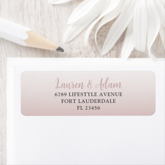 Simple Rose Gold Wedding Return Address Label (Insitu)