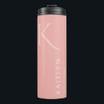 Simple Rose Monogram Personalized Maid of Honour Thermal Tumbler<br><div class="desc">This simple custom maid of honour rose tumbler features bridesmaid's name,  and monogram. You can easily change the background and fonts colours to match your event if you like. Also great for a bridesmaid,  mother of the groom and more.</div>